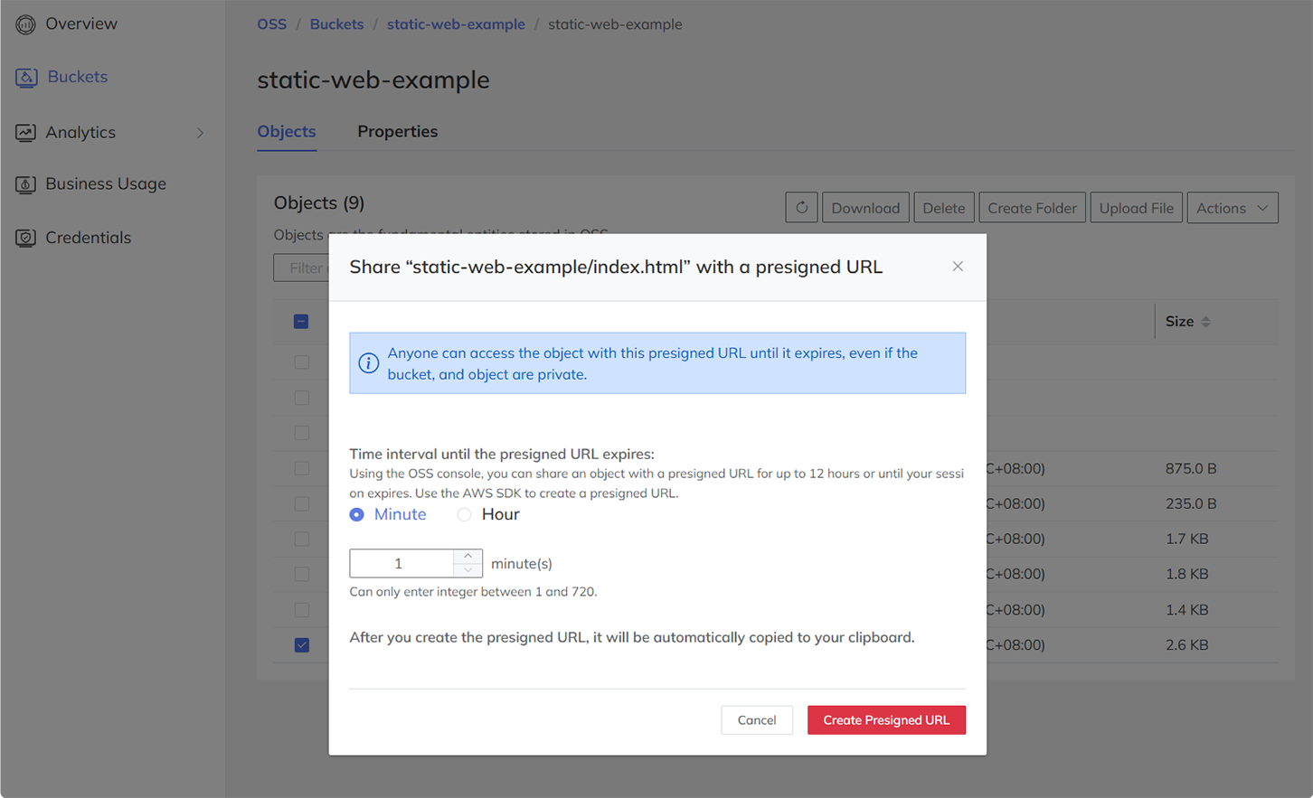 oss-object-presigned-url